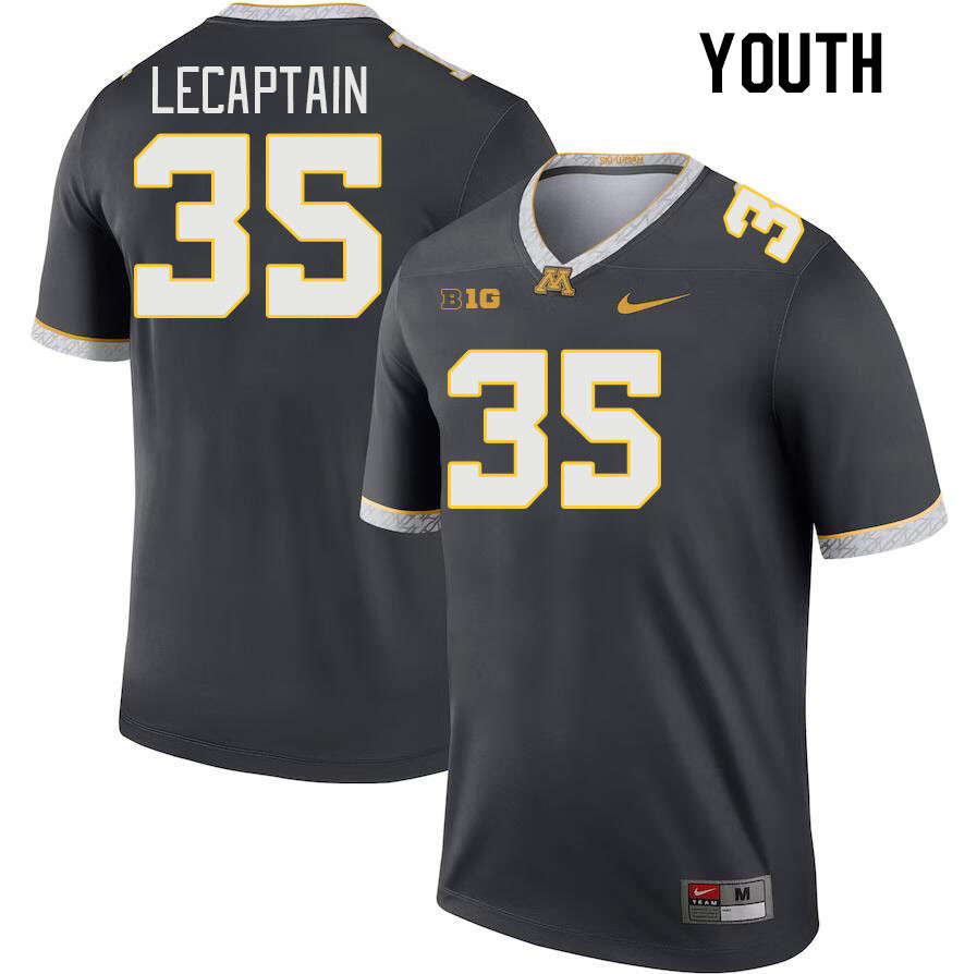 Youth #35 Derik LeCaptain Minnesota Golden Gophers College Football Jerseys Stitched-Charcoal - Click Image to Close